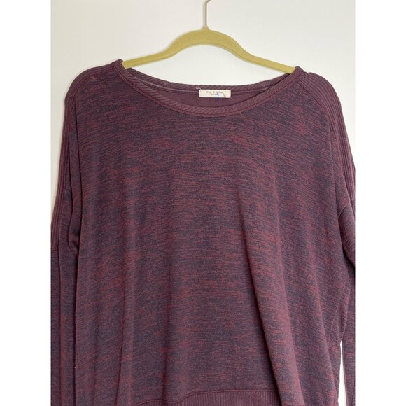 Rag & Bone Ribbed Shoulder Hem Round Neck‎ Long Sleeve Shirt Maroon Black Medium - Picture 2 of 8